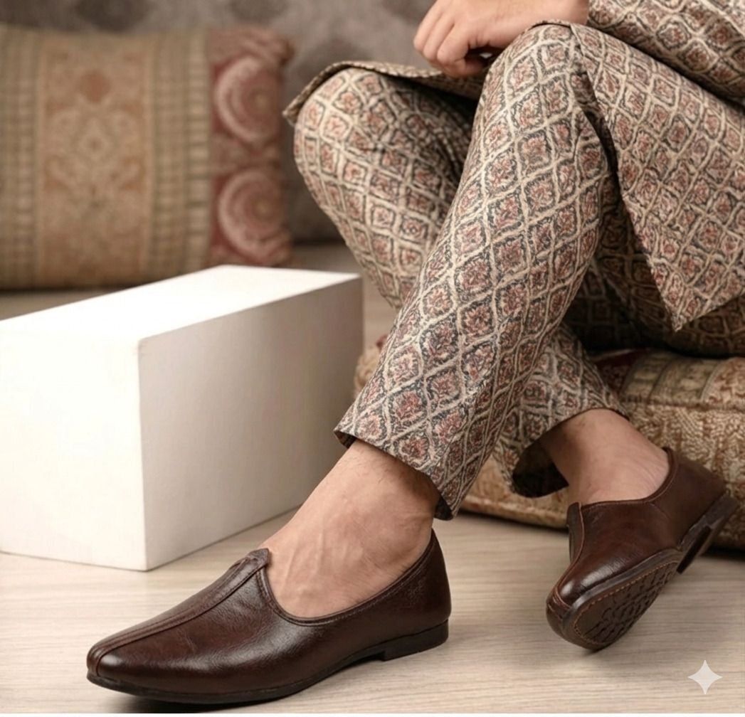 jaipuriya Men"s dark brown traditional Jalsa,comfortable ethnic footwear For Men BROWN Slip On For Men-picture-24