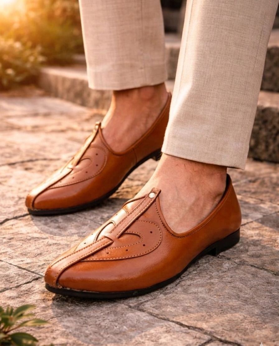 Men's Jalsa Jutti,rajasthani,jaipuri mojari For Men TAN Slip On For Men-image-36