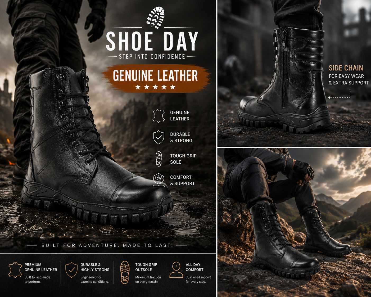shoe day Leather Combat Army Boot Shoes/Army Shoes//Tractical Boots For Men-picture-45