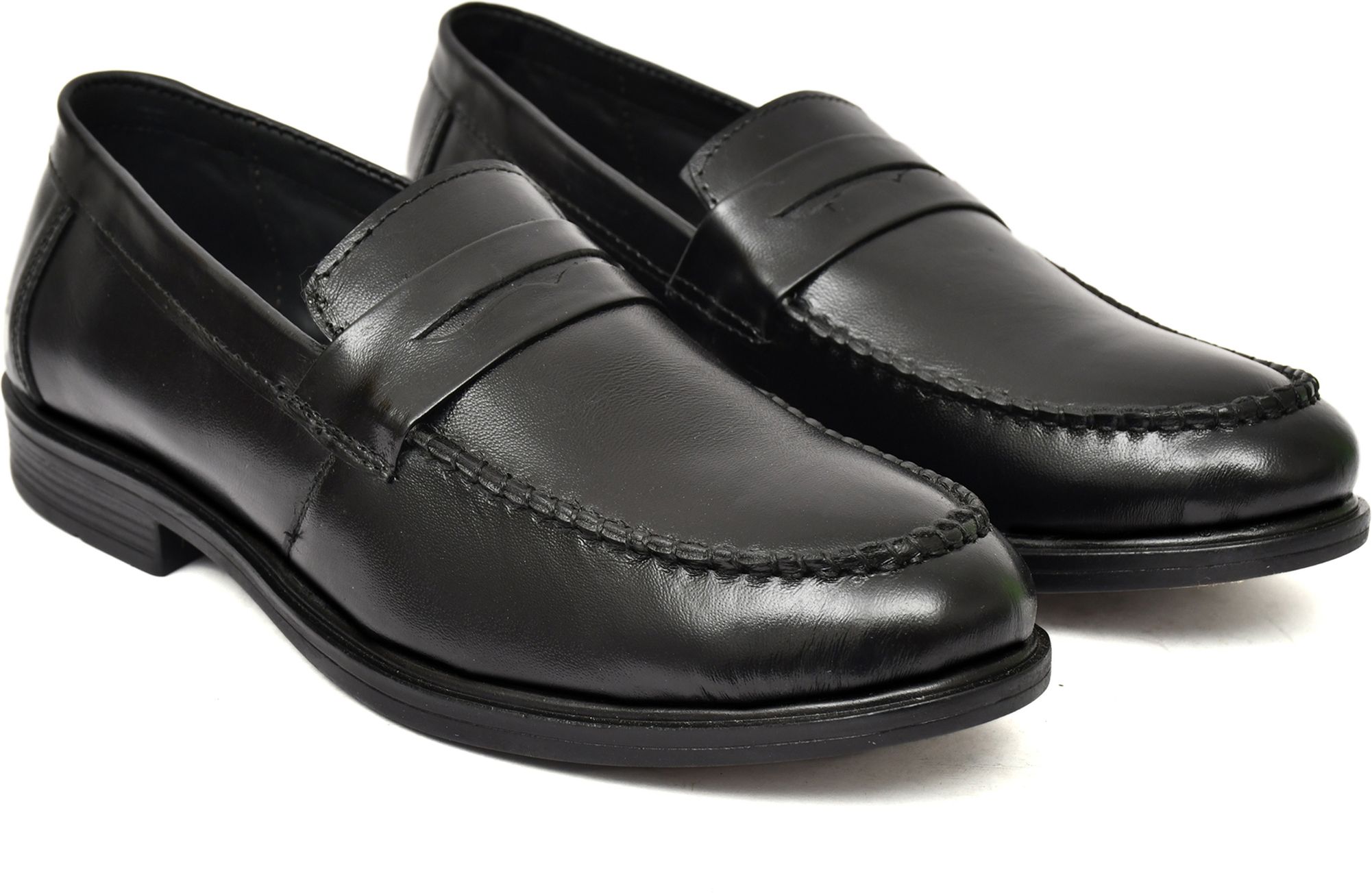 Men's Leather Black Penny Loafers Loafers For Men-image-42