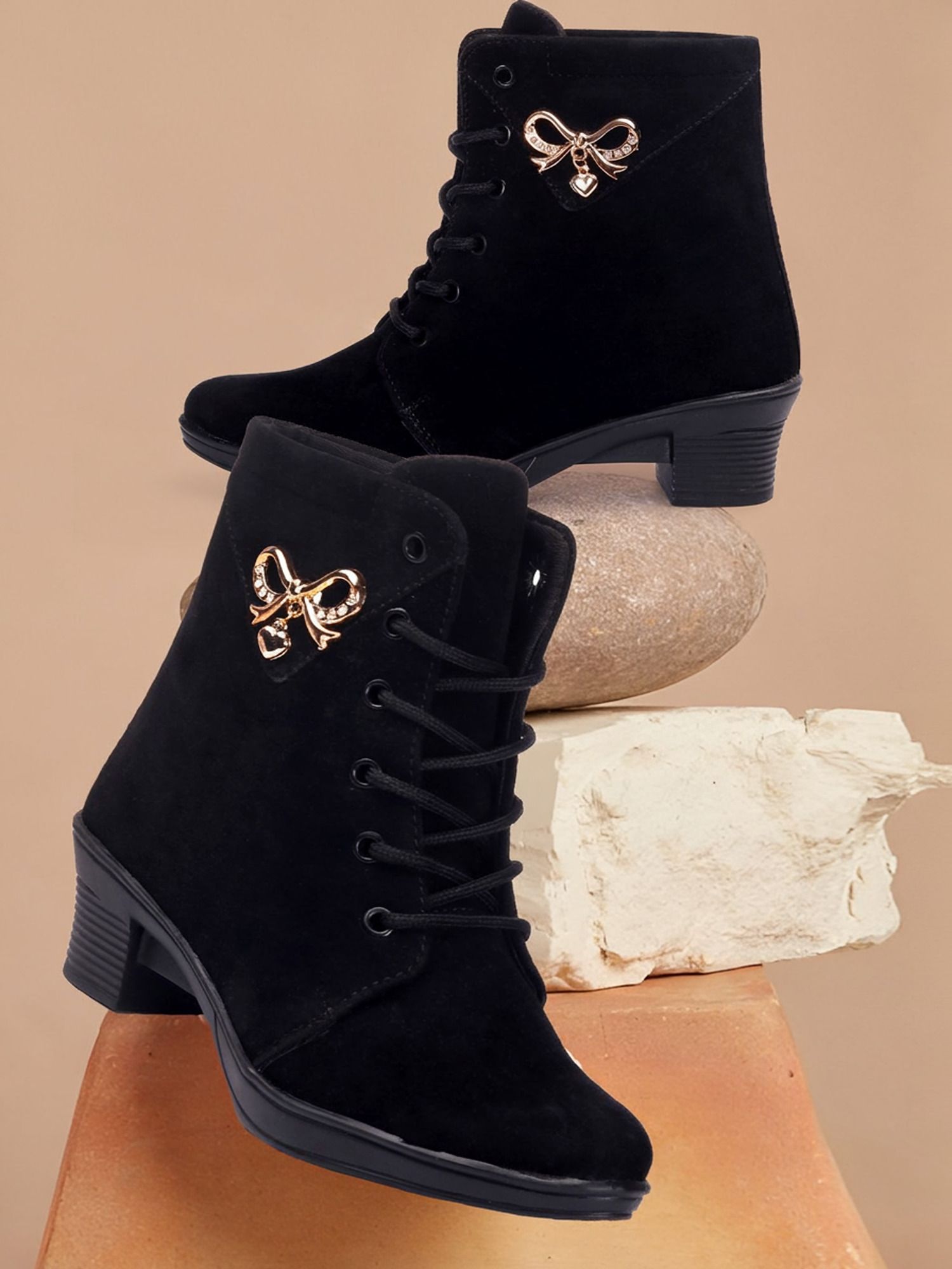 Girls High Ankle Suede Whiter Boots For Women