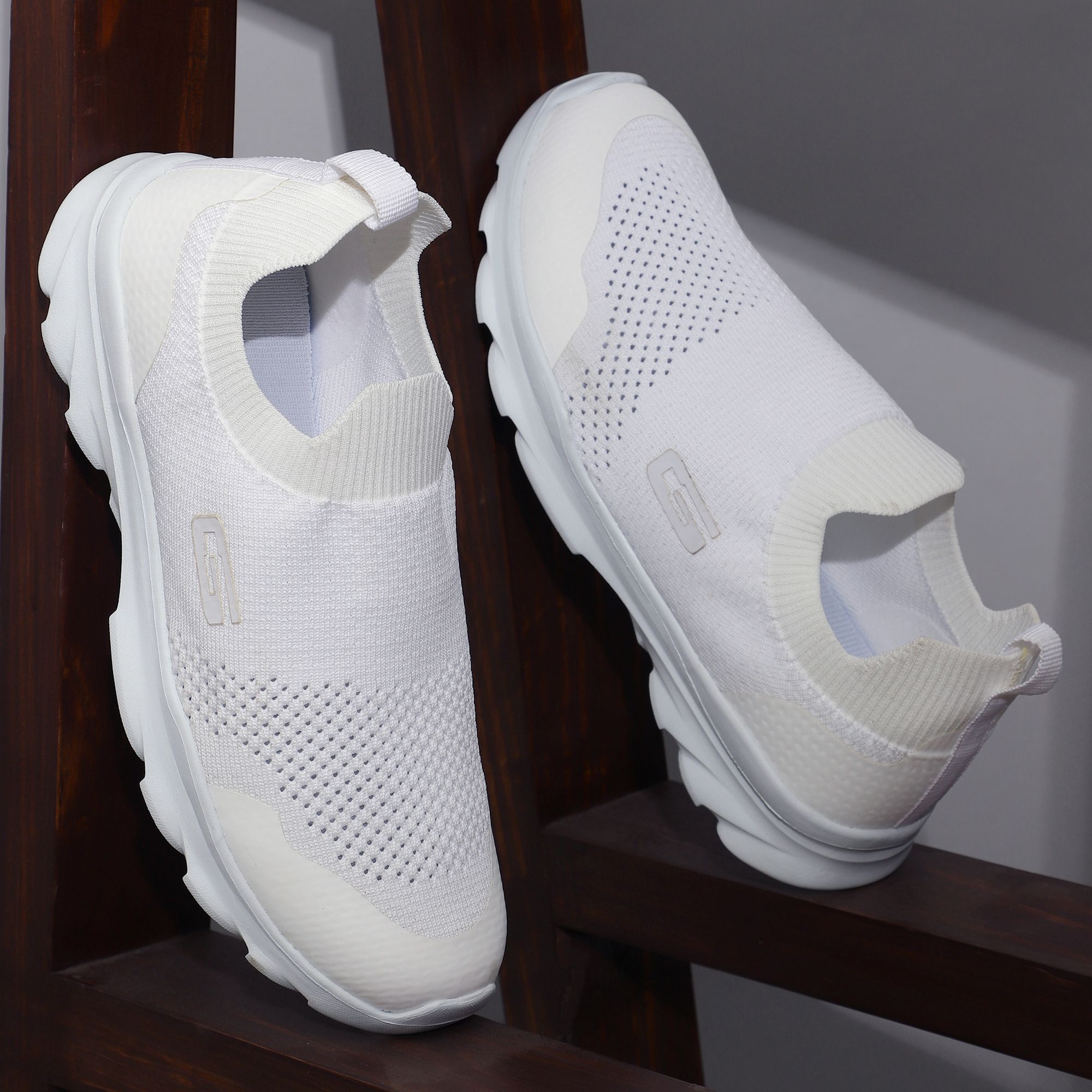 Goldstar Women's White Slip-On Sport Shoes with Trendy Net Design Walking Shoes For Women-image-23