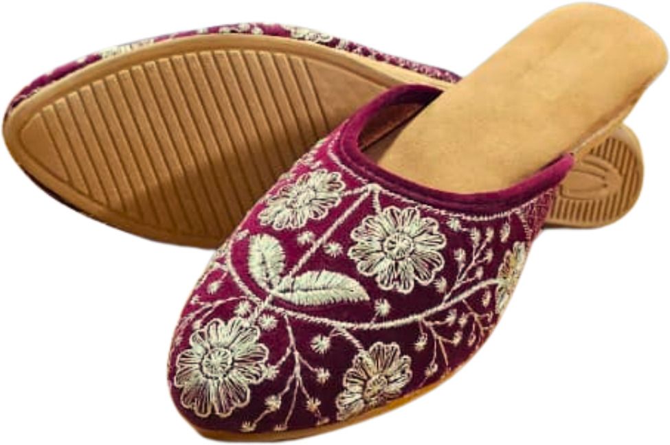 handi kalah Women’s Maroon Embroidered Velvet Jutti | Handcrafted Floral Design Ethnic Party Wear For Women-picture-12