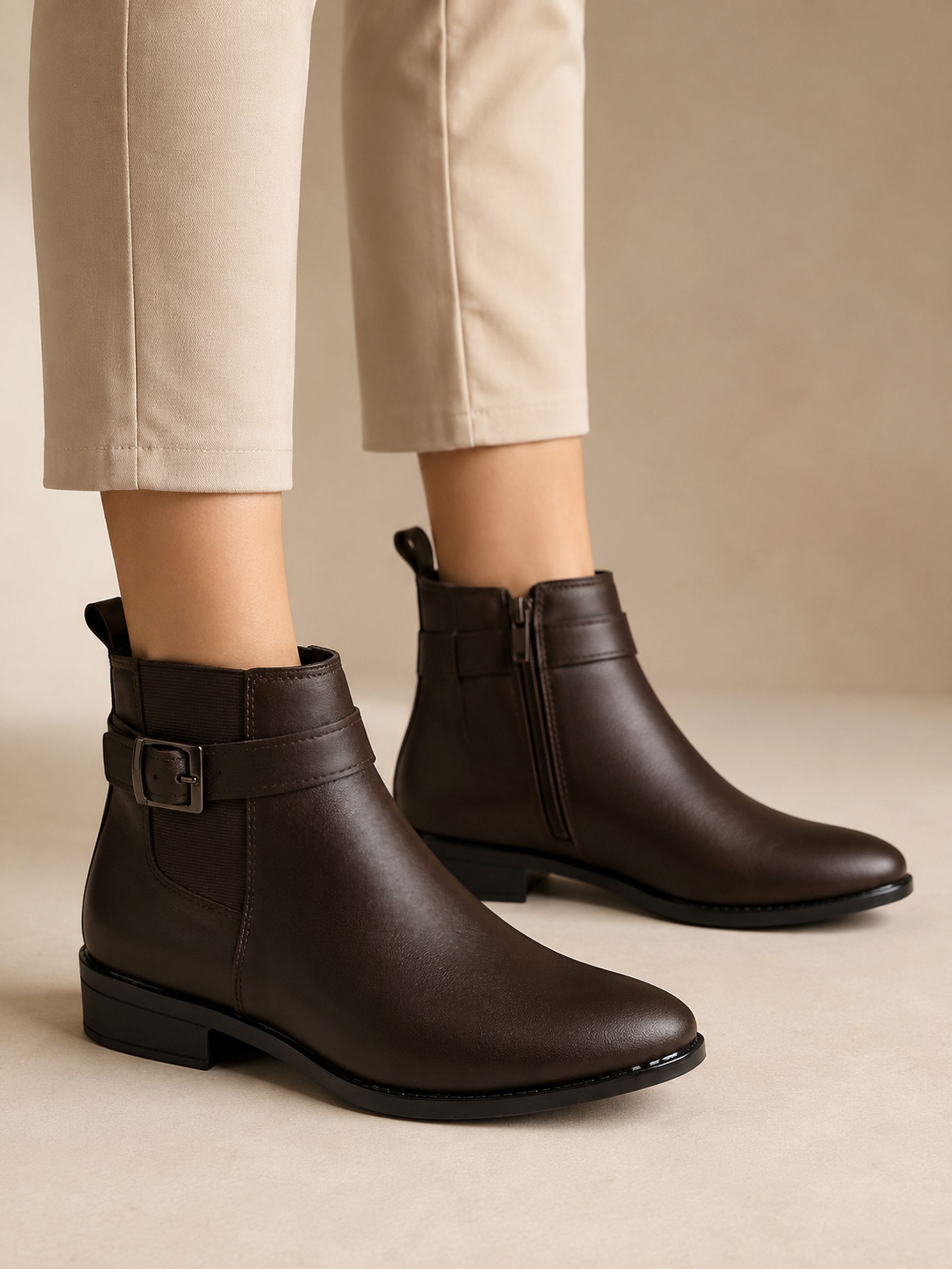 layasa New Fashion Comfort Chelsea Brown Boot Boots For Women-picture-17