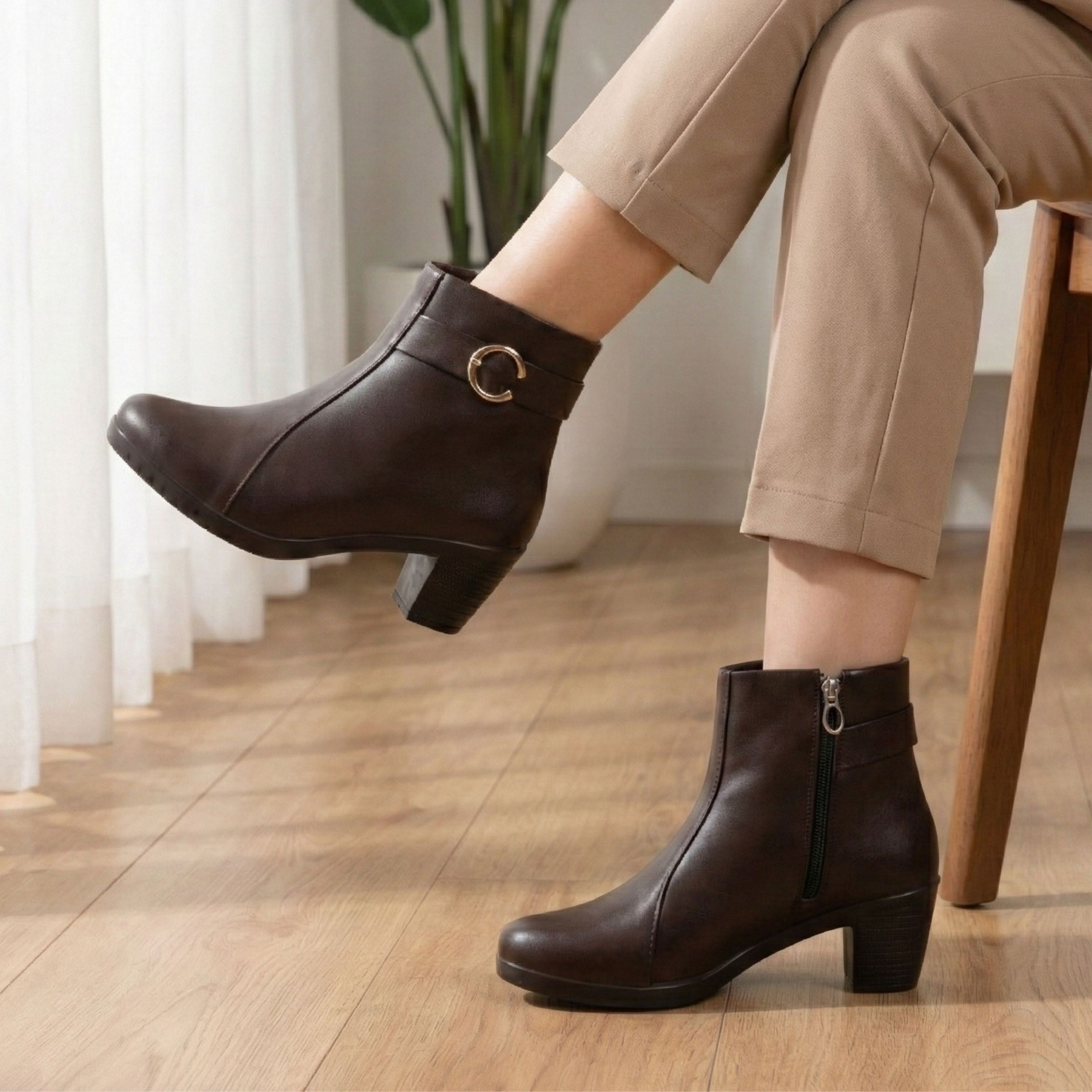 Women Block Heel Ankle Length Boots| Stylish Casual & Party Wear Boots For girls Boots For Women-image-2