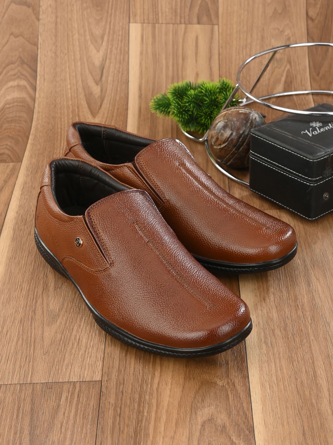 franco leone Tan Slip On Formal Shoes for Men - Office & Party Wear Slip On For Men-picture-38