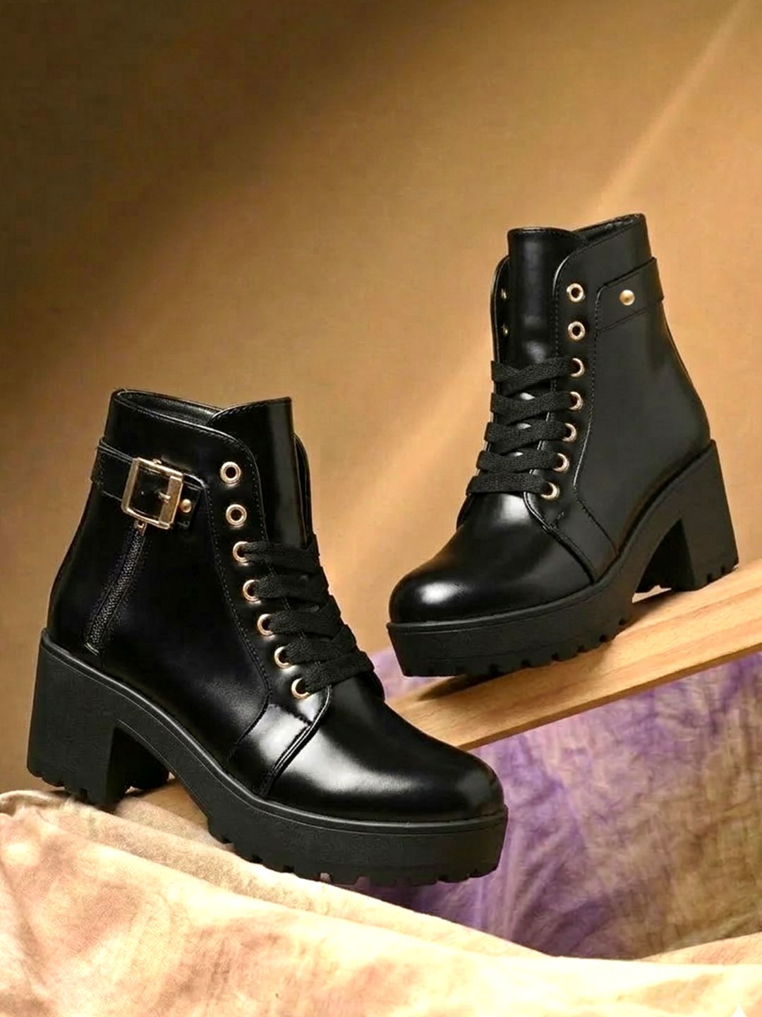 Gloss Synthetic Leather Boots For Women-image-4