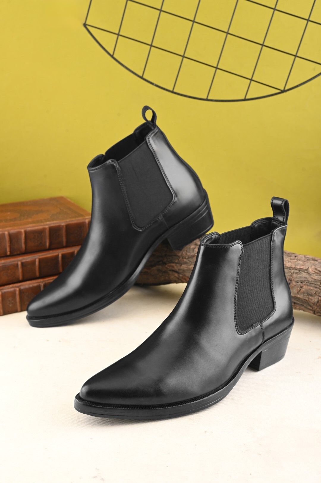 Hight increase Solid Ankle Chelsea Boots For Men Boots For Men