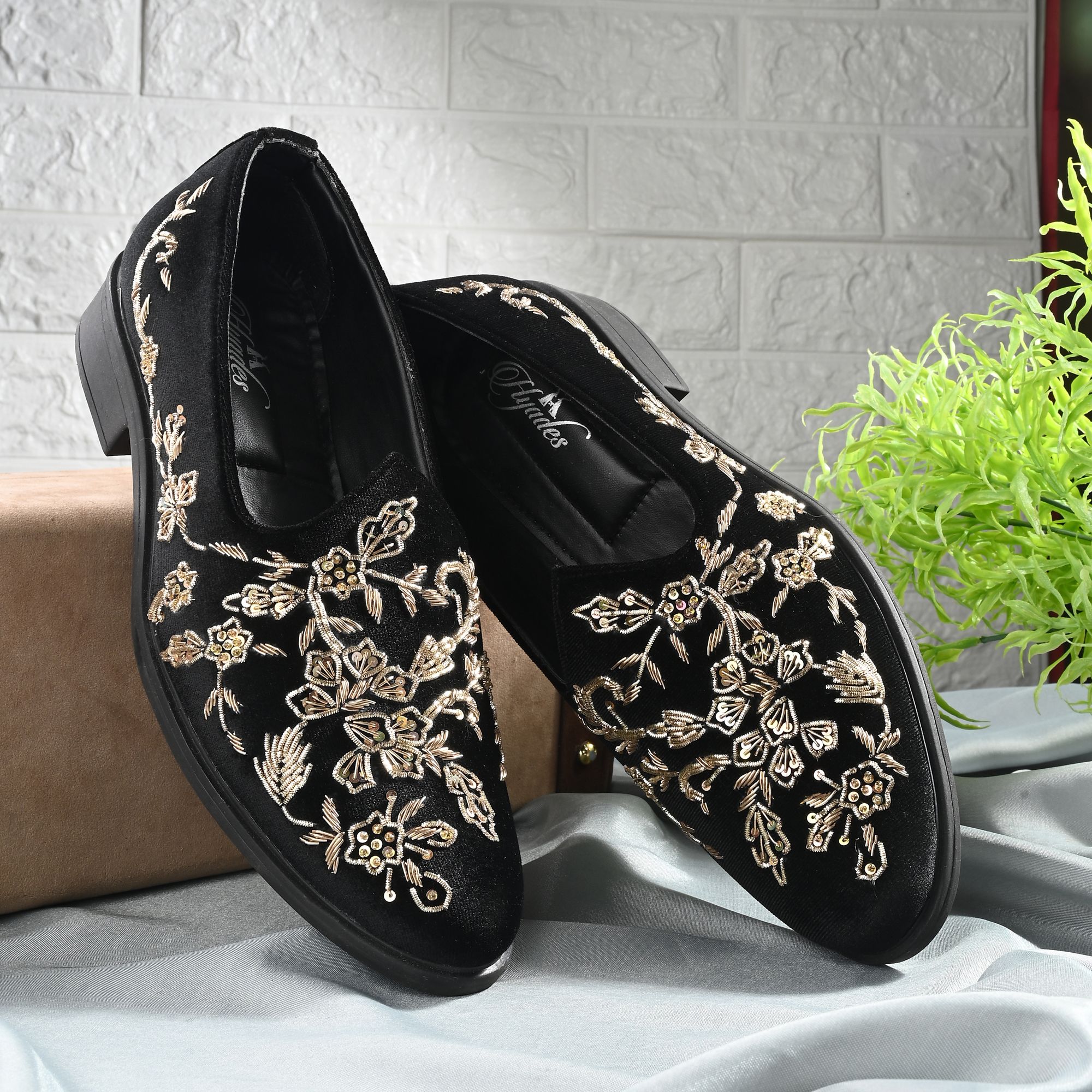 loocate Men's Velvet Ethnic Loafers|Wedding & Party Wear Slip-On Shoes Loafers For Men-picture-38