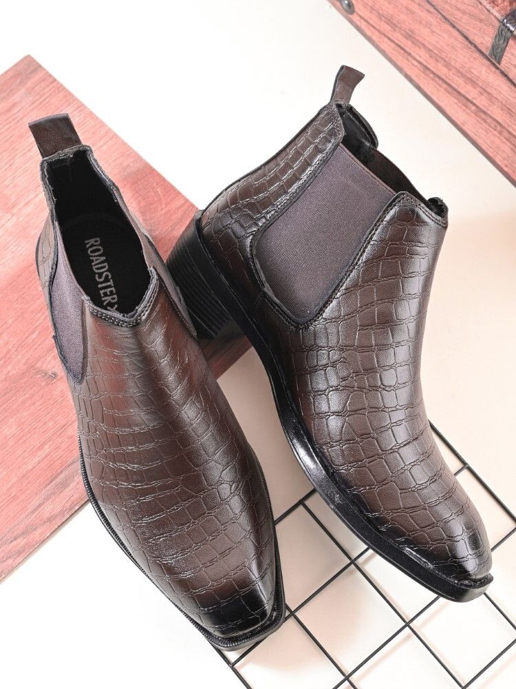 roadster textured comfortable formal chelsea for office Boots For Men-picture-38