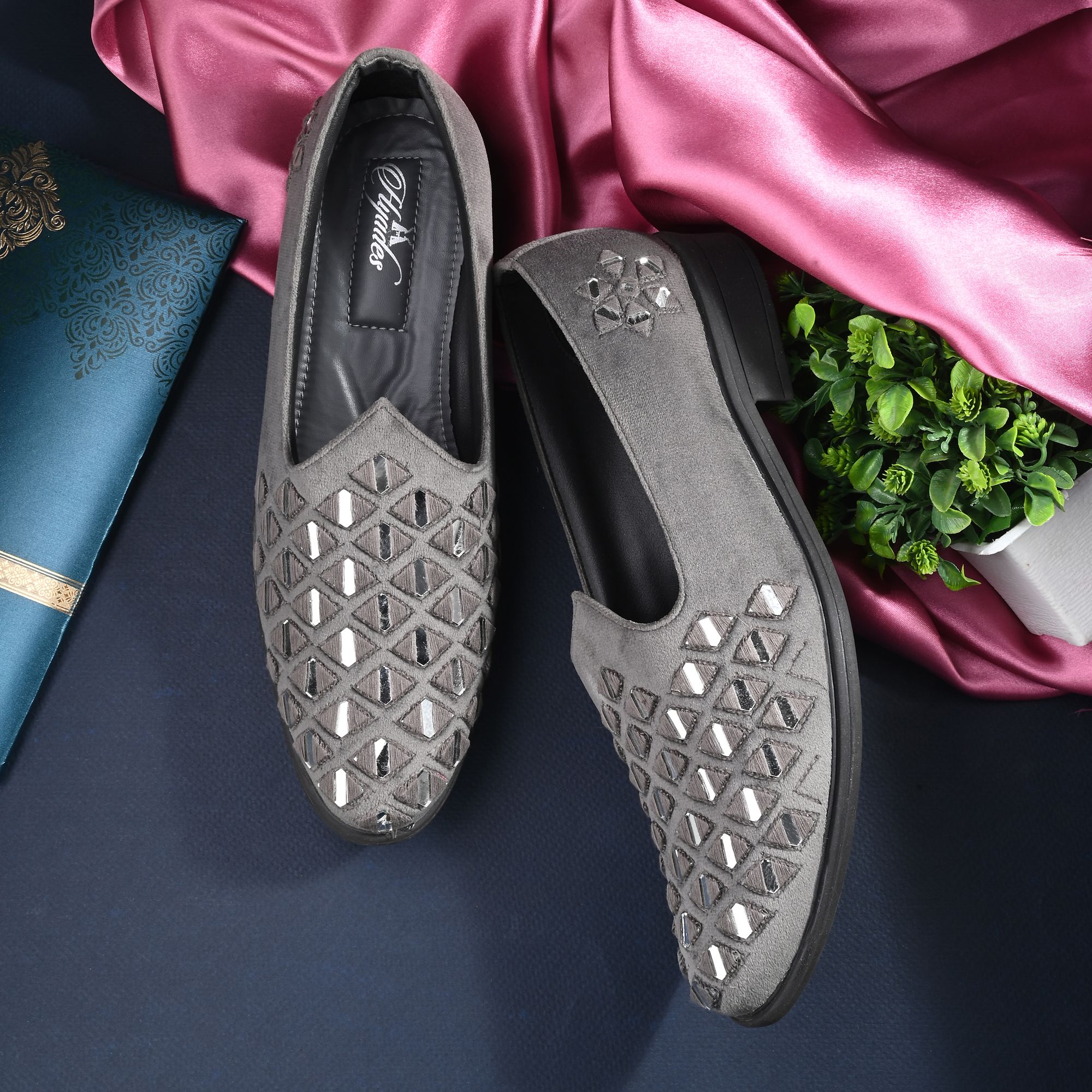 loocate Men's Velvet Ethnic Loafers|Wedding & Party Wear Slip-On Shoes Loafers For Men-picture-29