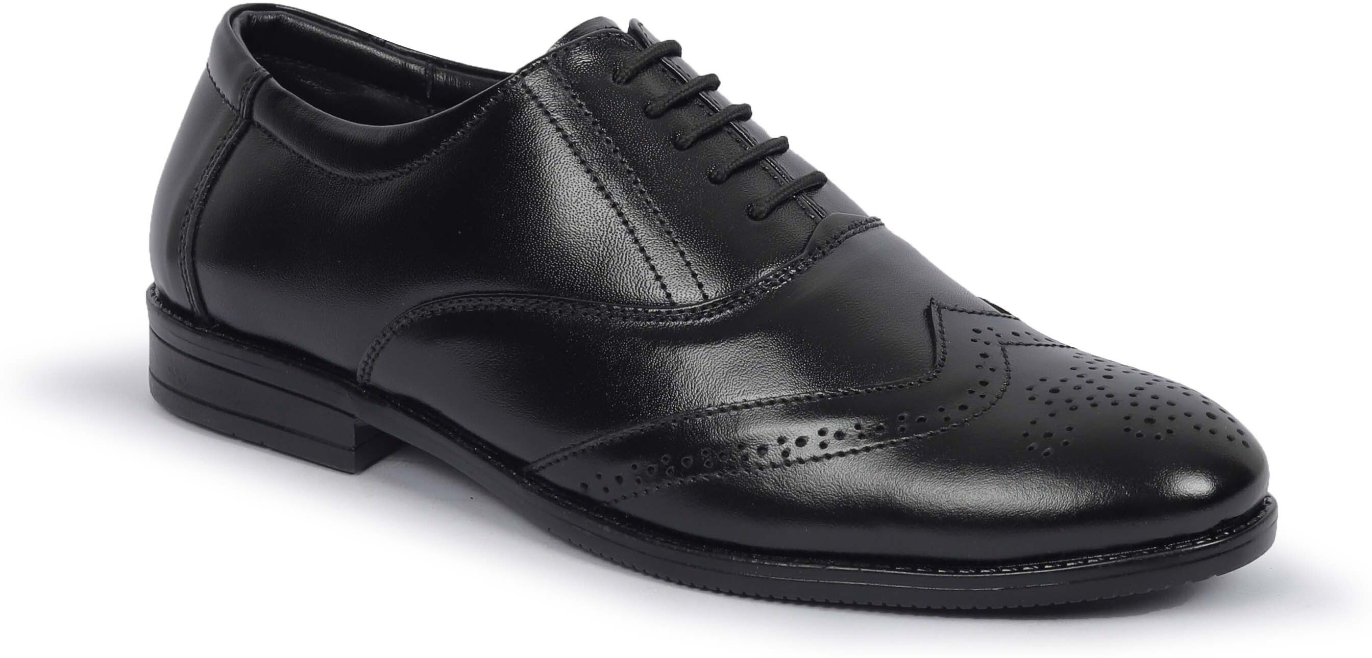 rodrikkalra Men's Black Leather Wingtip Oxford Shoes Lace Up For Men-picture-20