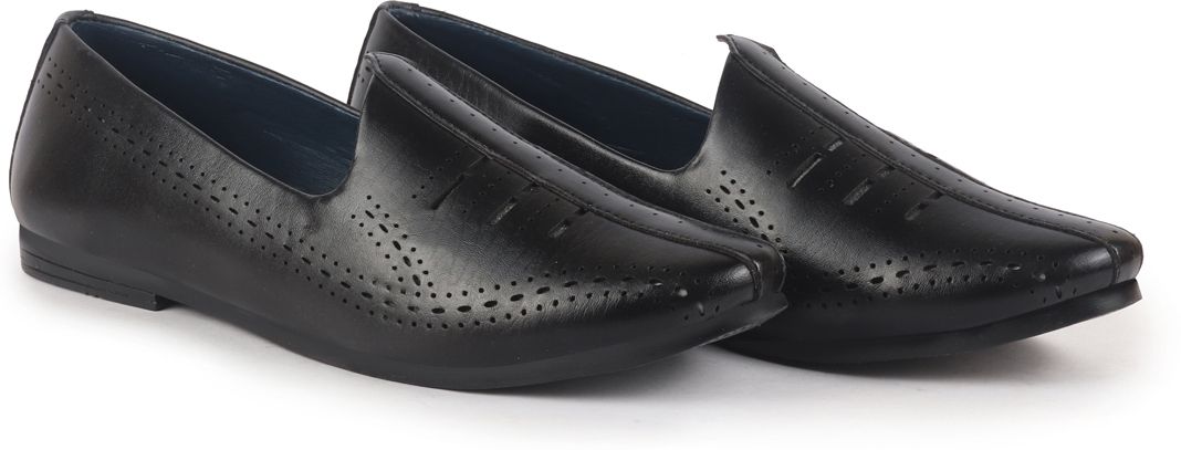 Perforated Ethnic Weddings, Parties and Office Laser-Cut Slip-On Juttis and Mojaris For Men-image-30