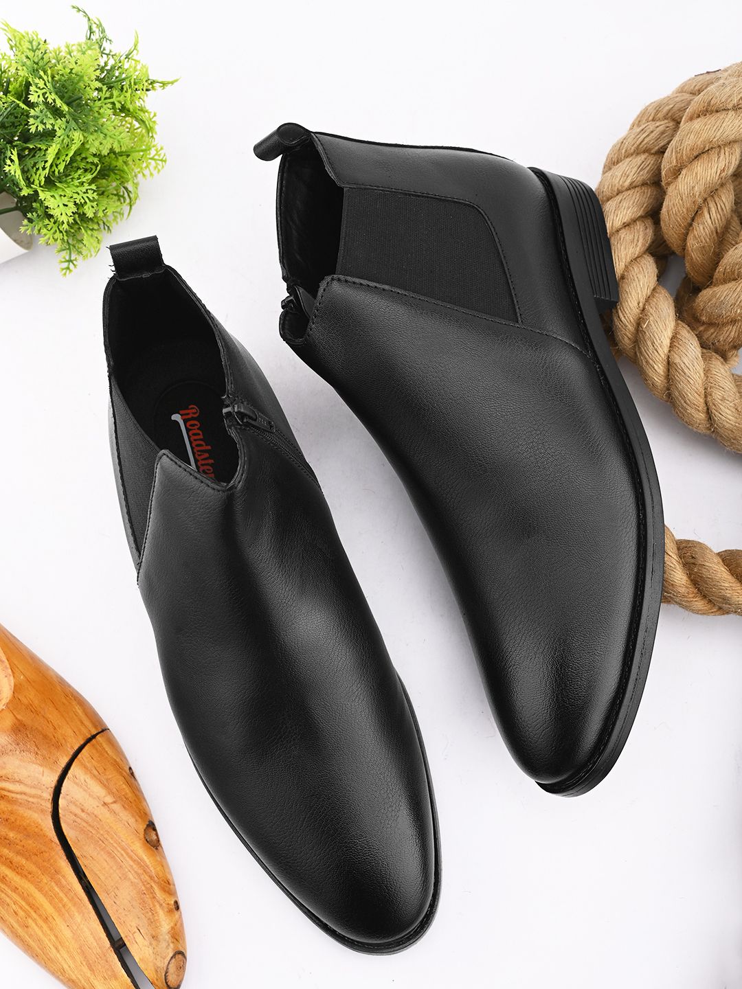 SS24 6504 Mens Black Chelsea Side Chain Boots Boots For Men