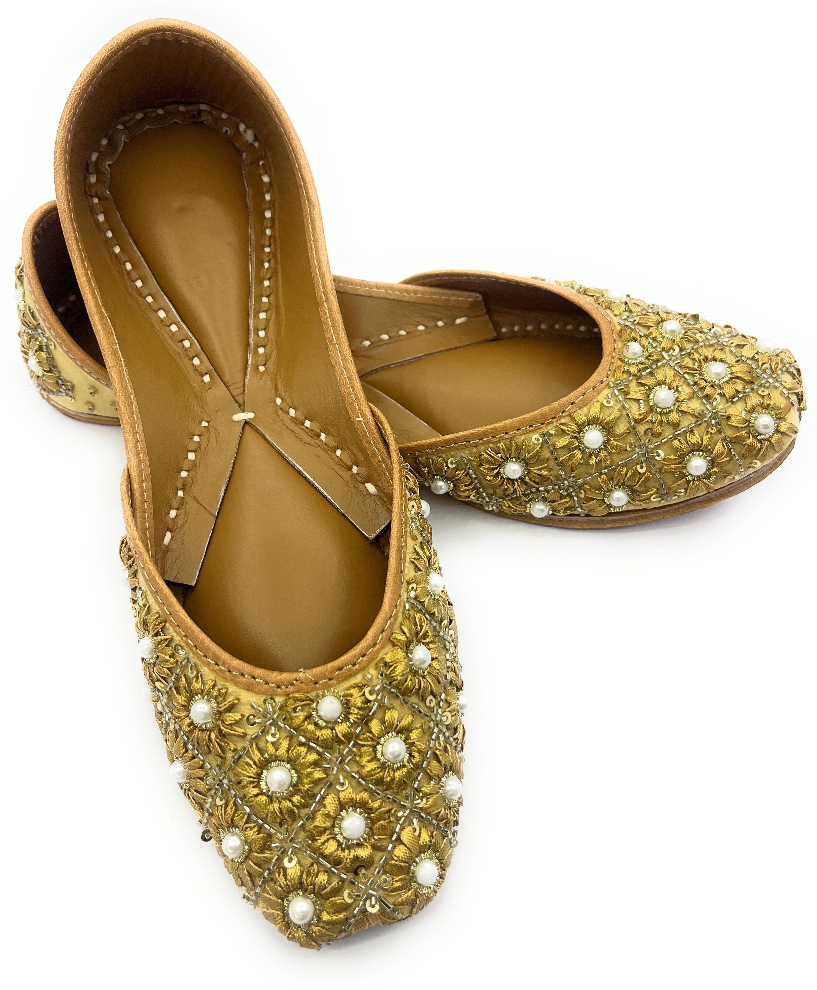apni jutti Spark Gold Punjabi Jutti for women's Embroidery jutis for women Party Wear For Women-picture-15