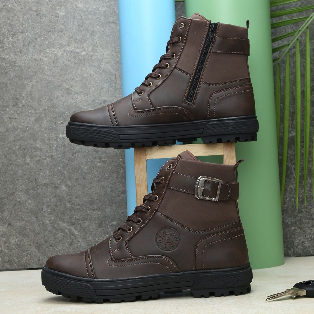new limits THOR High Ankle Zipper Biker Shoes | Trekking | Hikking | Stylish Outdoor Boots For Men-picture-20