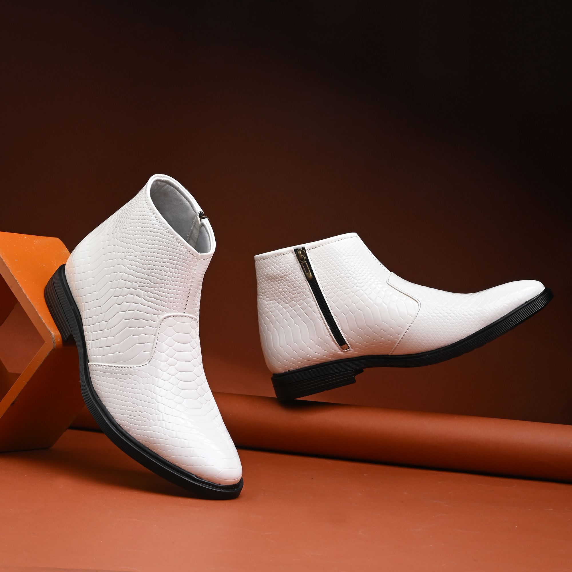 Men's White Leather Chelsea Boots | Slip-On Party Formals Casual Shoes for Men Boots For Men-image-47