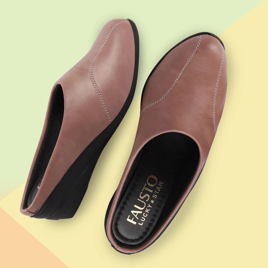 fausto Formal Back Open Platform Wedge Heel Mule Shoes Slip On For Women-picture-12