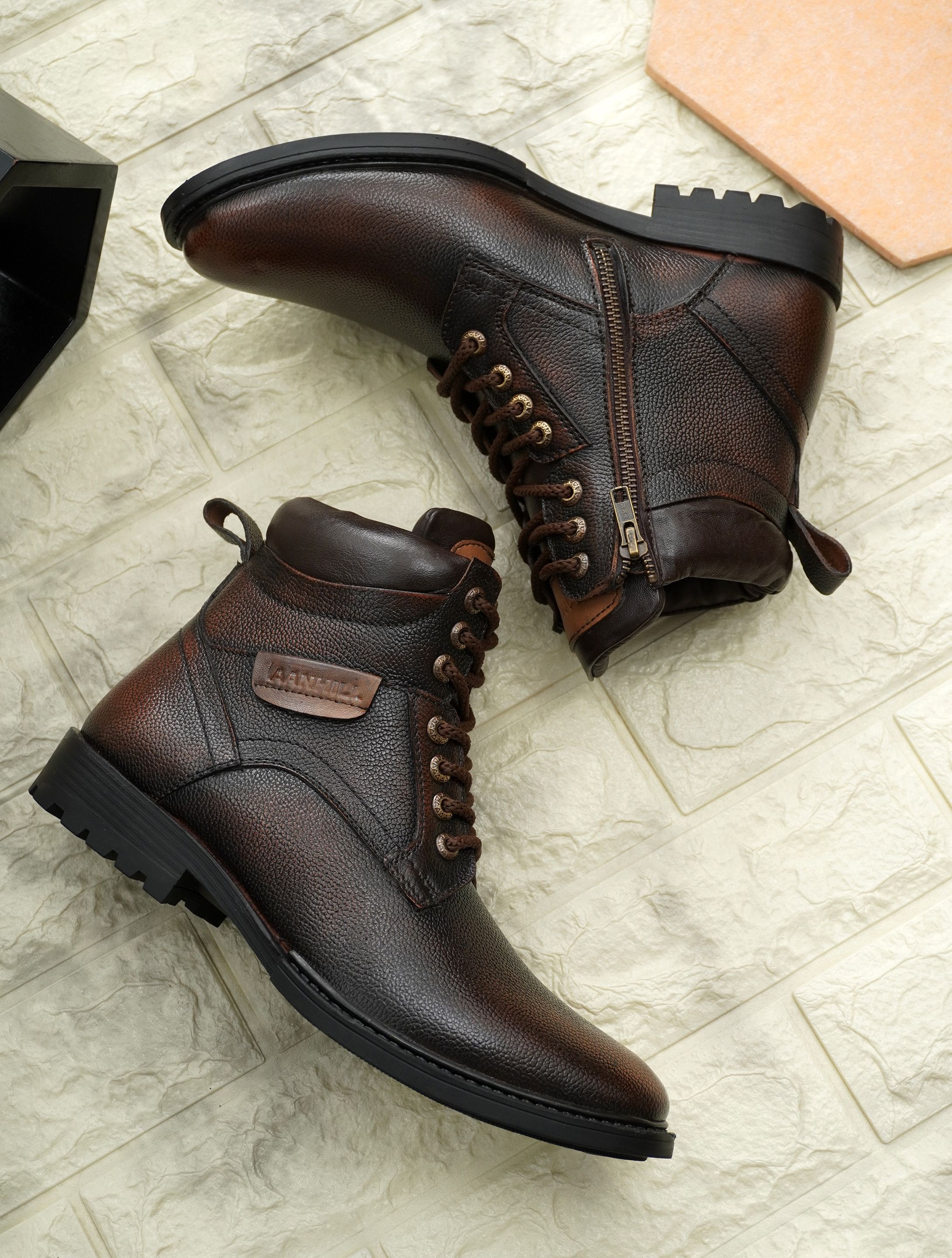 Men's Genuine Leather Ankle Formal lace Up Formal Boots Derby For Men-image-2