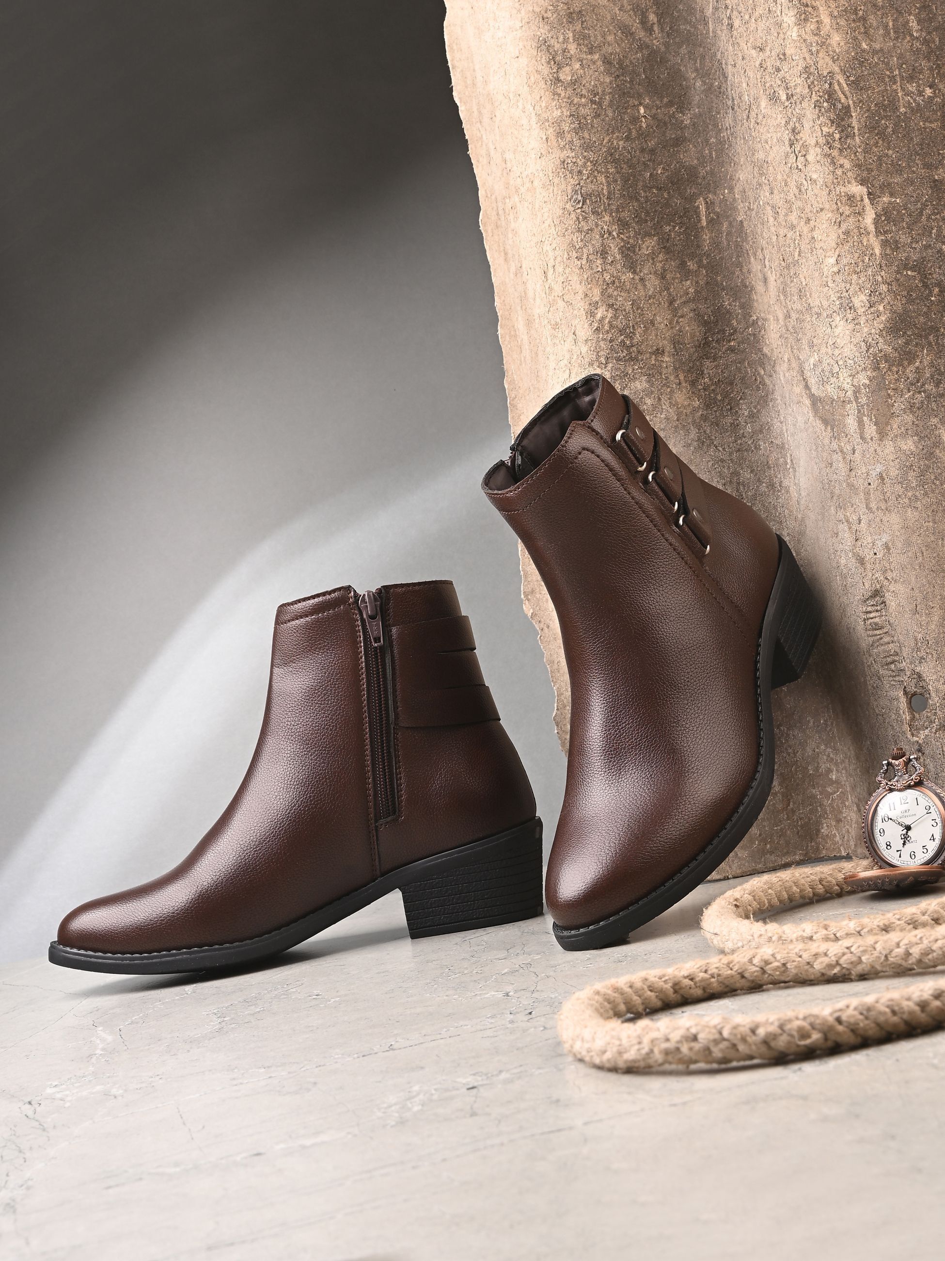 roadster Trendy Brown Buckle details Stylish Casual Chelsea Boots for Women Boots For Women-picture-36