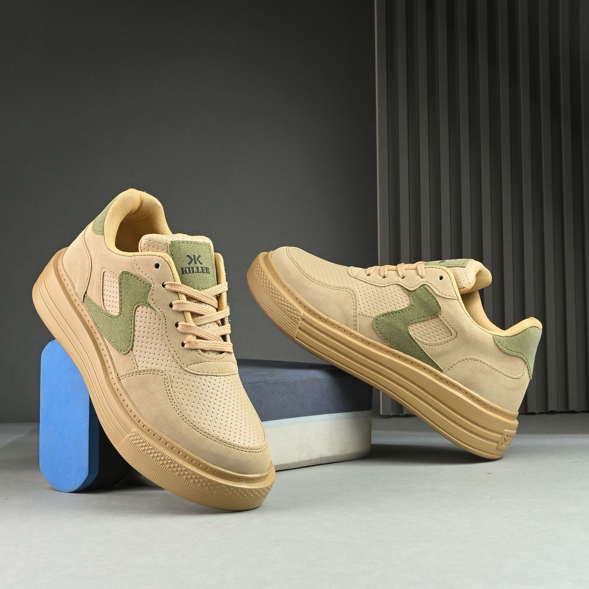 killer Trendy Women Beige Sneakers | Stylish Casual Chunky Sole Lace-Up Shoes Sneakers For Women-picture-10