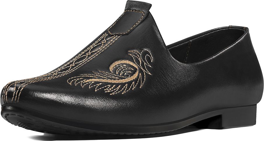louis stitch Men’s Jet Black Ethnic Slip-On Lightweight Embroided Nagra Juti Mojaris For Men-picture-11