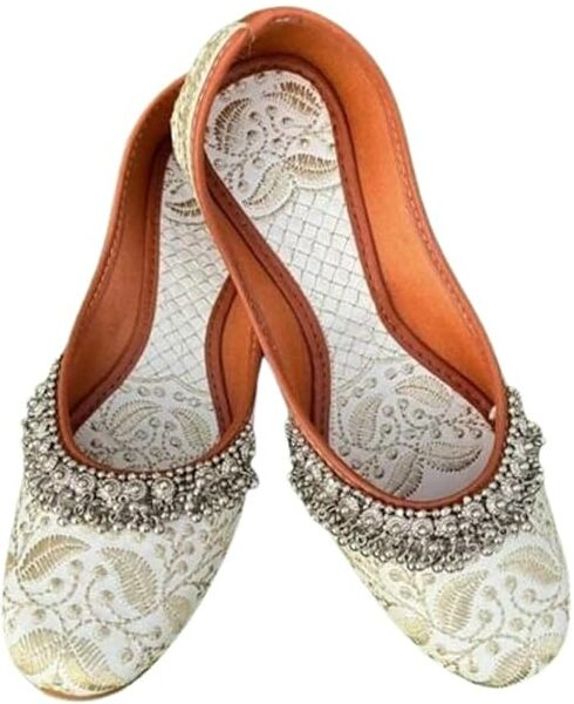 Women's Handmade Rajasthani Embroidered PVC Sole Synthetic Mojari/Jutti Bellies For Women