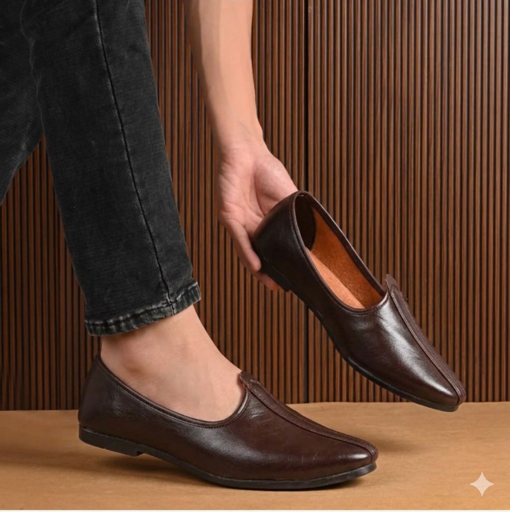 jaipur trendcraft Men's Jalsa Jutti,Jutis For Men BROWN Slip On For Men-picture-26