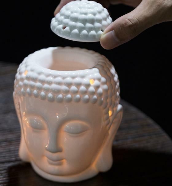 peepalcomm [Combo]D Premium Ceremic Buddha Aroma Oil Diffuser With 10 Pcs T-Light Candles,1 Aroma Oil, Diffuser Set-picture-24