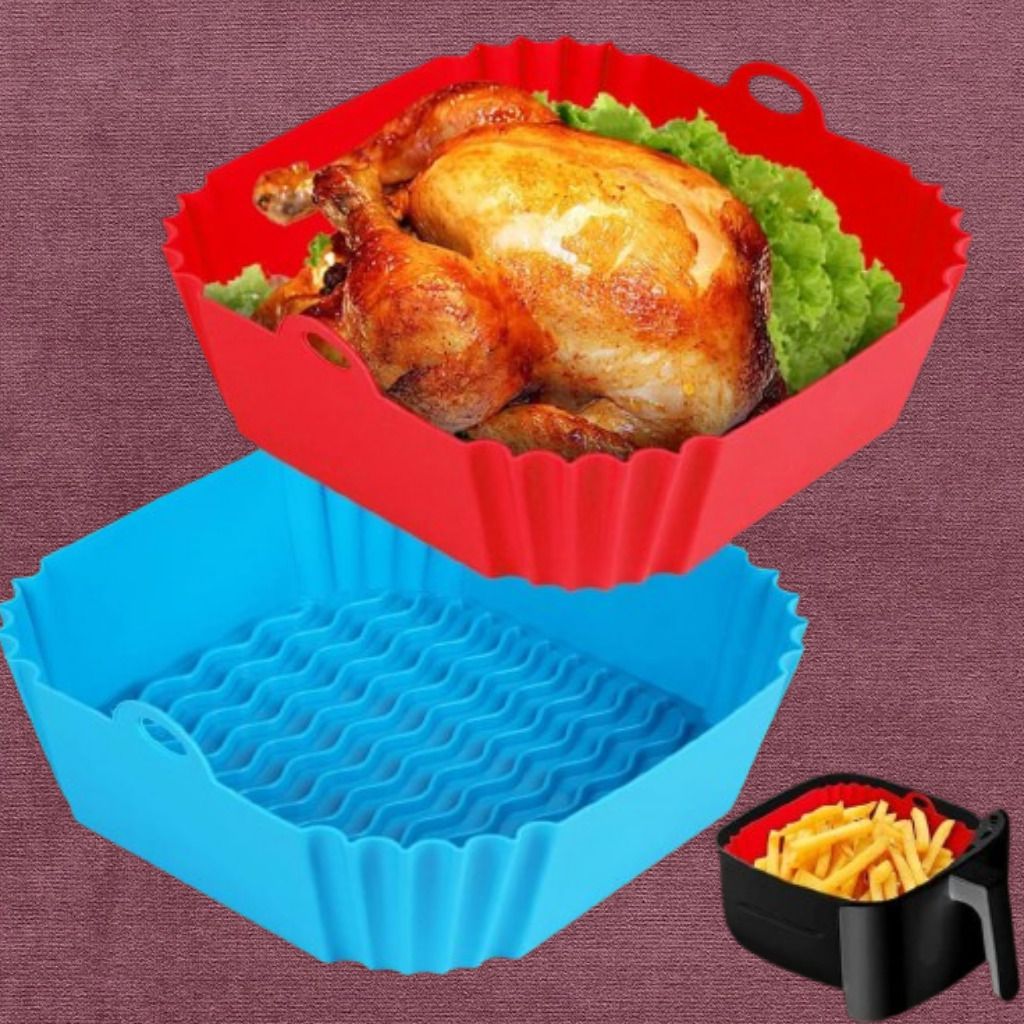 Deep Silicone Air Fryer Basket Liner Reusable Cooking Tray Air Fryer-image-1