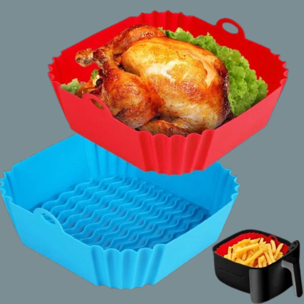 Air Fryer Silicone Insert Basket Reusable Heat Safe Tray Air Fryer-image-45