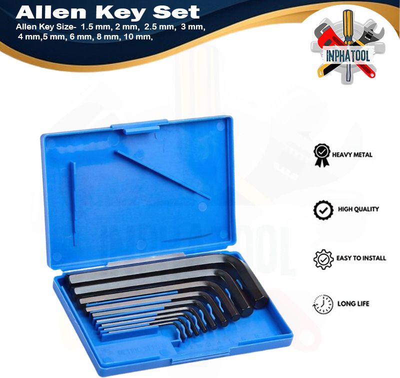 inphatool 9pc Allen Key Kit Wrench_ L Shape Repair Tool Set for Bike/Bicycle/Cycle/Guitar Allen Key Set-picture-48