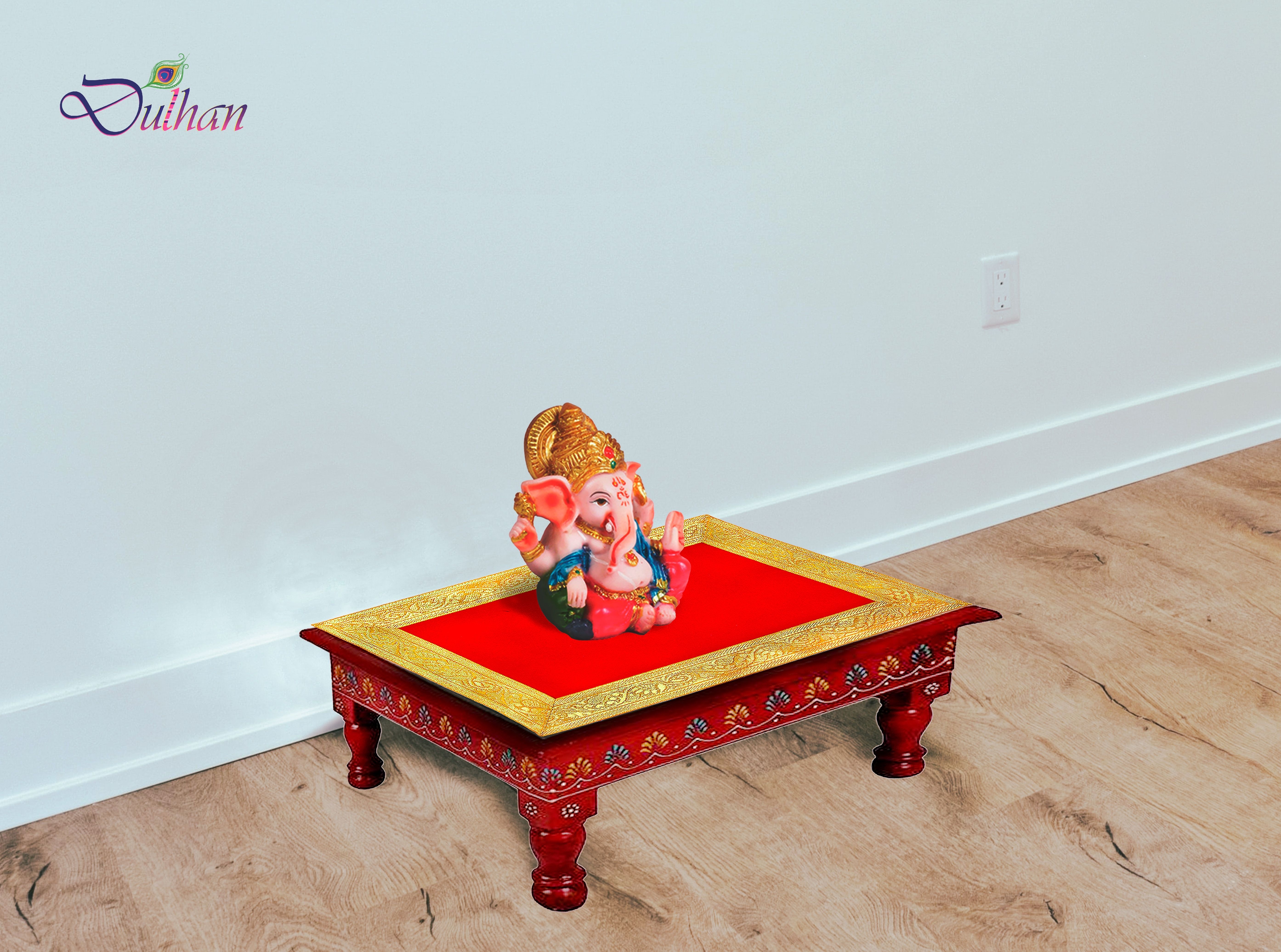 small size red velvet puja asan for mandir, chowki cloth for god altar cloth