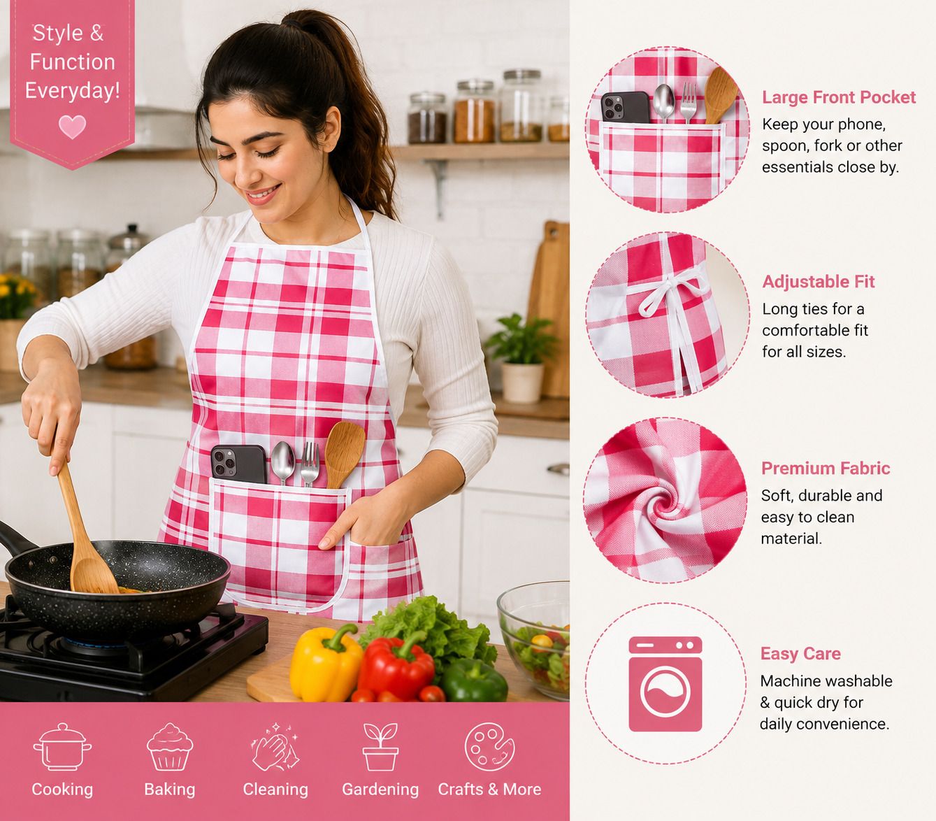 kalra magic Polyester Chef's Apron - Free Size-picture-42