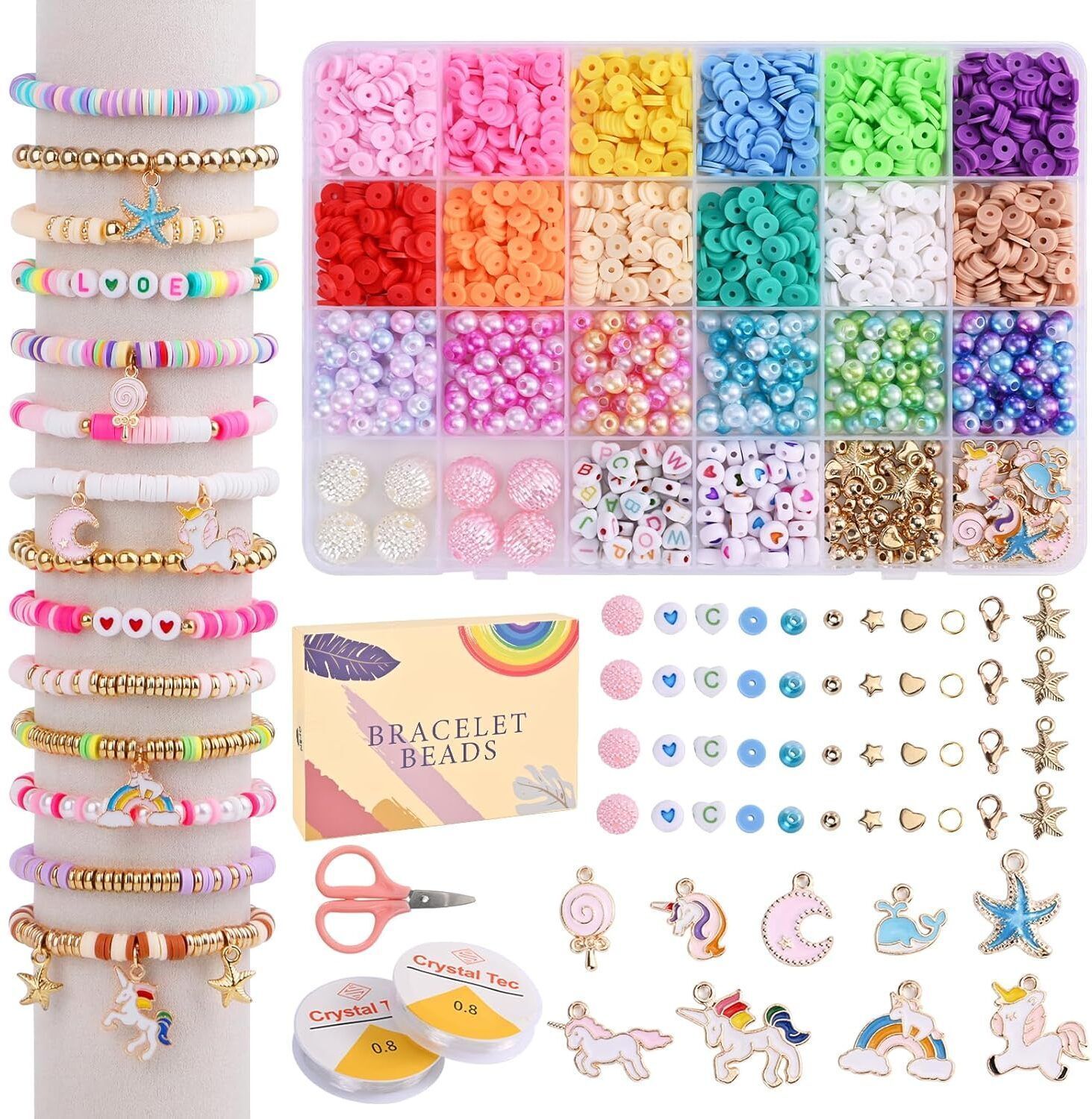 Bracelet Making Kit, Beads For Jewelry Making Kit With Unicorn Charms-image-35