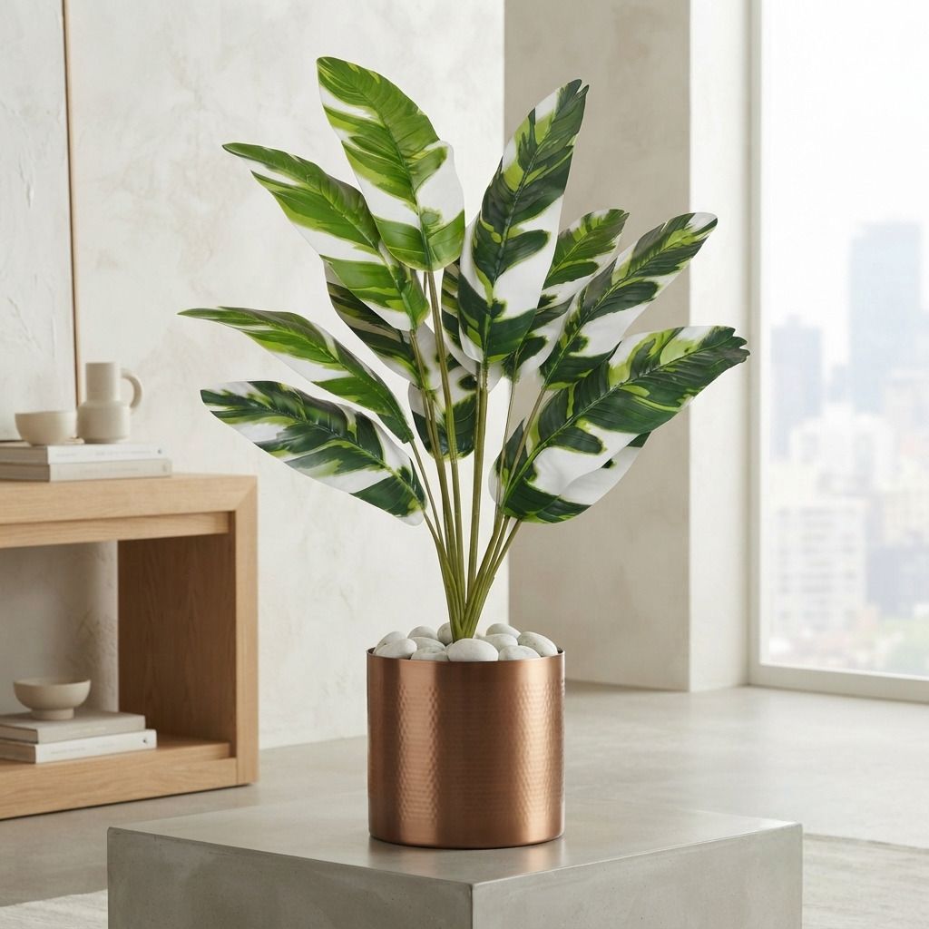 eden Artificial Variegated Tropical Leaf (WITHOUT POTS) Decorative Indoor Plant Stem Artificial Plant-picture-35