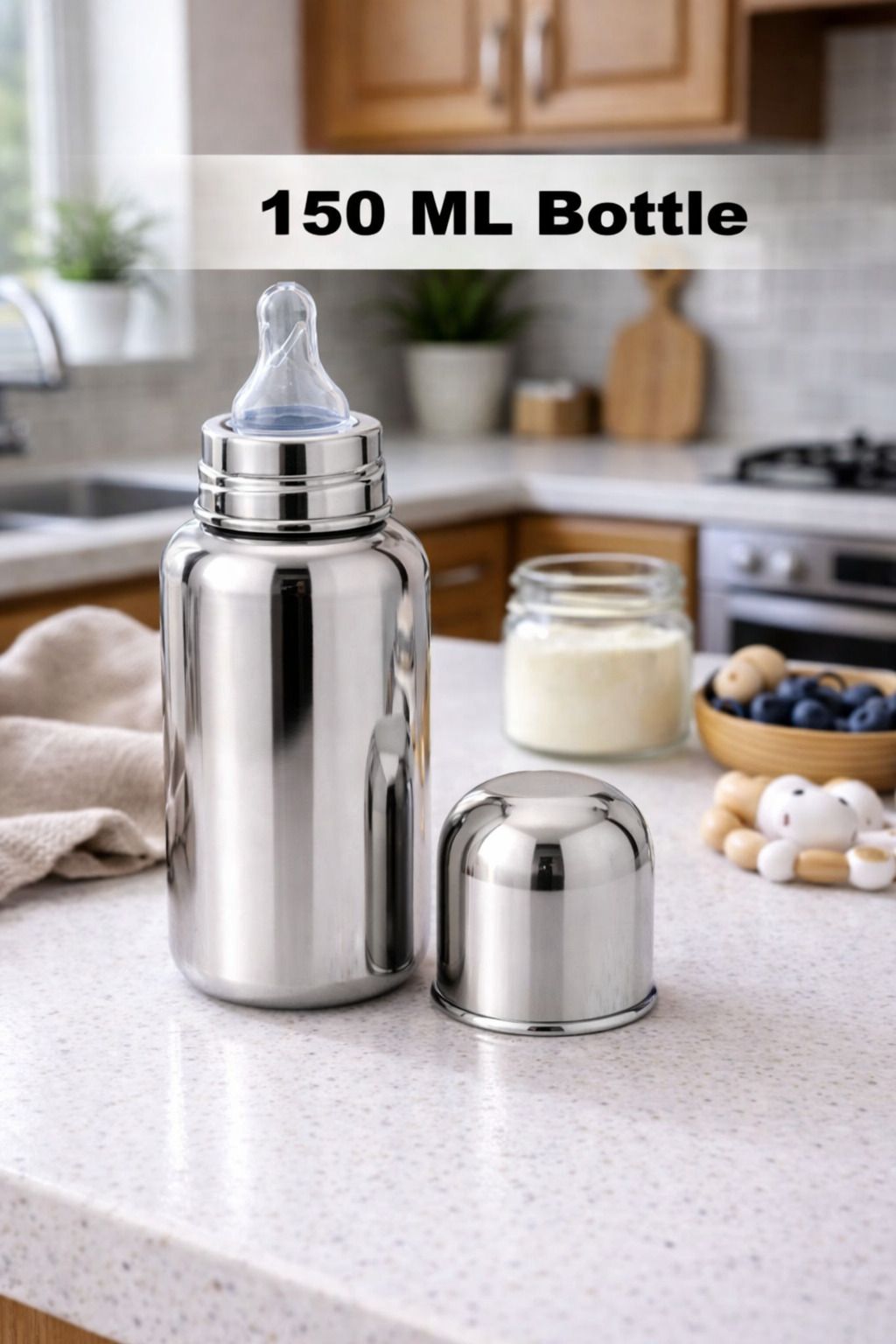 Stainless Steel Baby Feeding Bottle 304 Grade Steel BPA Free Safe for Newborns - 150 ml-image-9