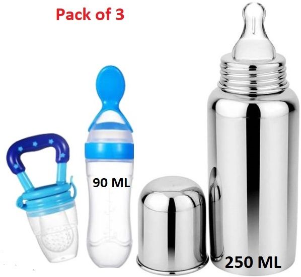 Stainless Steel Bottle240ML 304 GRADE Silicone Food Fruit Feeder - 245 ml-image-16