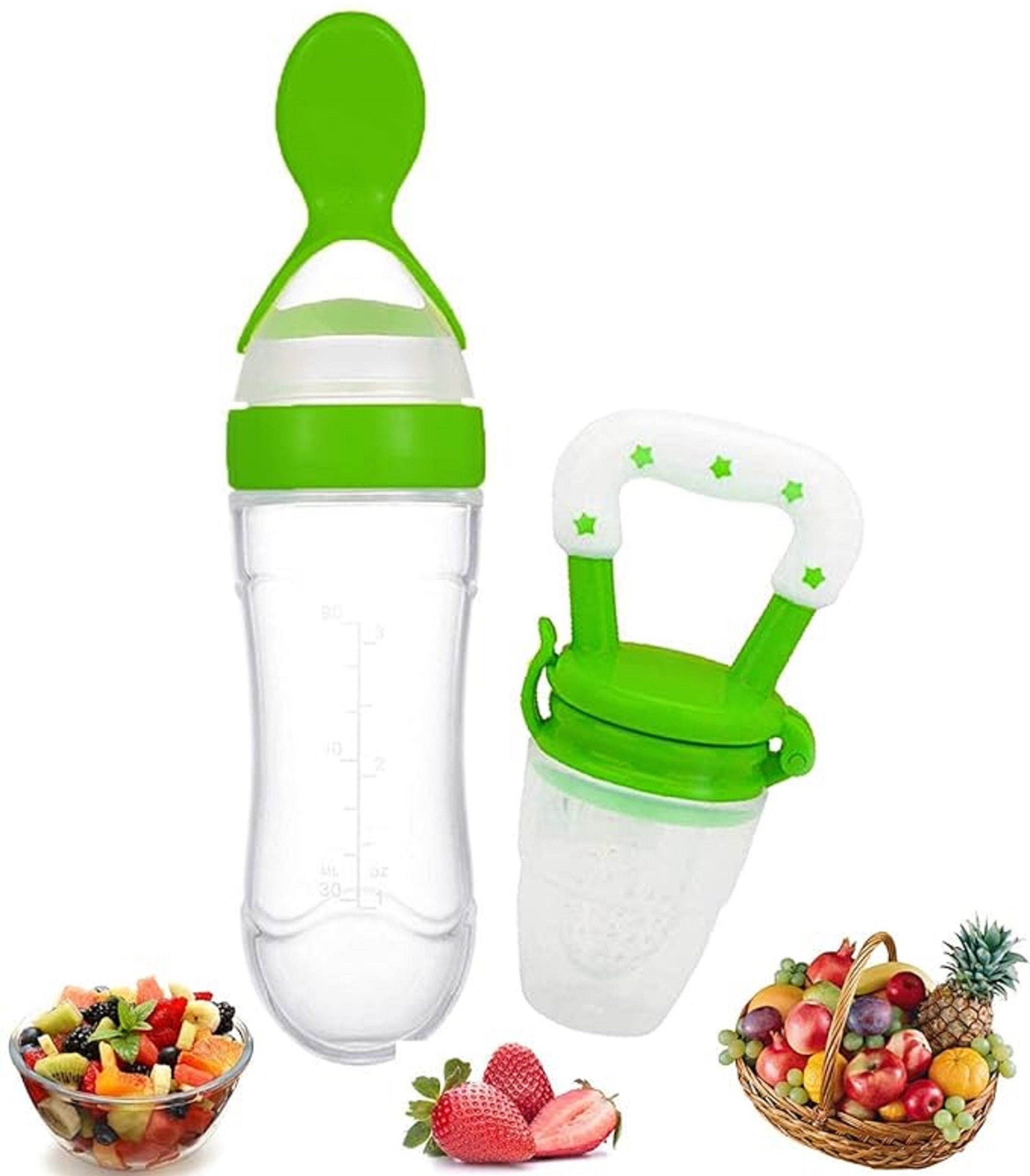 nxgtya 90ML Newborn Baby Feeding Bottle Silicone Squeeze Feeding Spoon and Fruit feeder - Silicone-picture-18