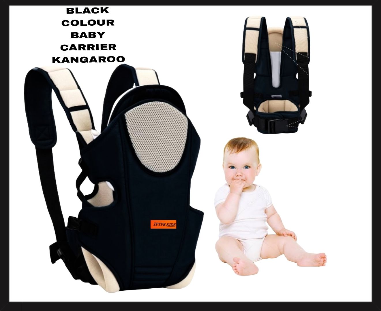 TPTPR-KIDS Adjustable Baby Carrier Bag ( BLACK GREY, Front carry facing out) Baby Carrier