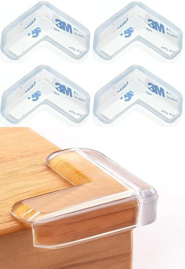 ablue clipper Protector for Baby & Sharp Edge Protector for Furniture TRANSPARENT Pack of 4-picture-46
