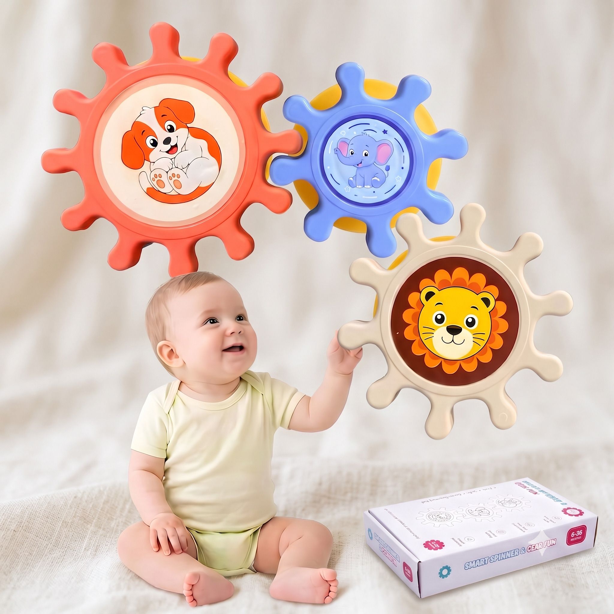 sthofy 3 Pcs Baby Spinner Toys 6+ Months Suction Cup Rotating Cartoon Toy Set Rattle-picture-32