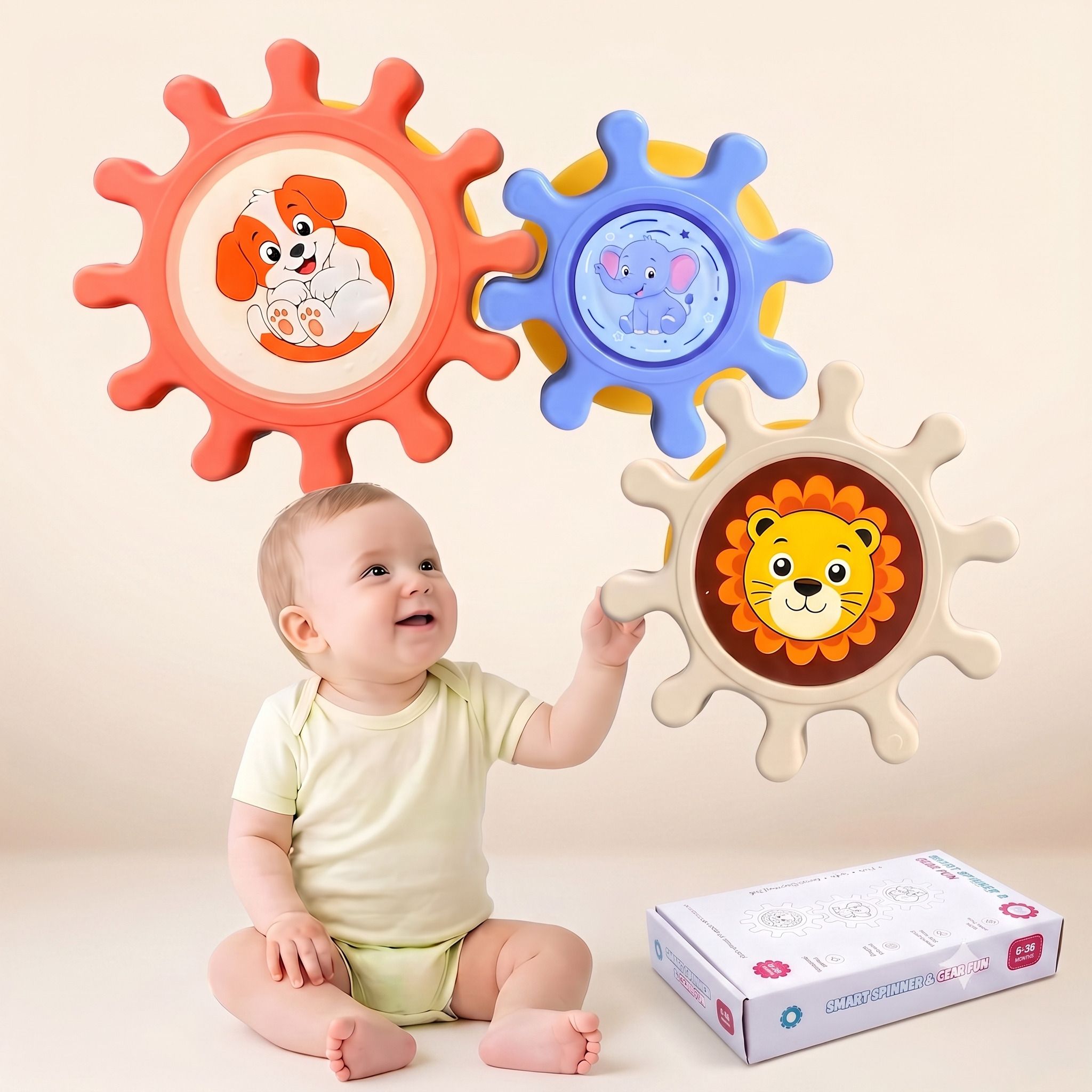 sthofy Baby Spinner Toy Set 3 Pcs Suction Cup Cartoon Toys for 6+ Months Kids Rattle-picture-47