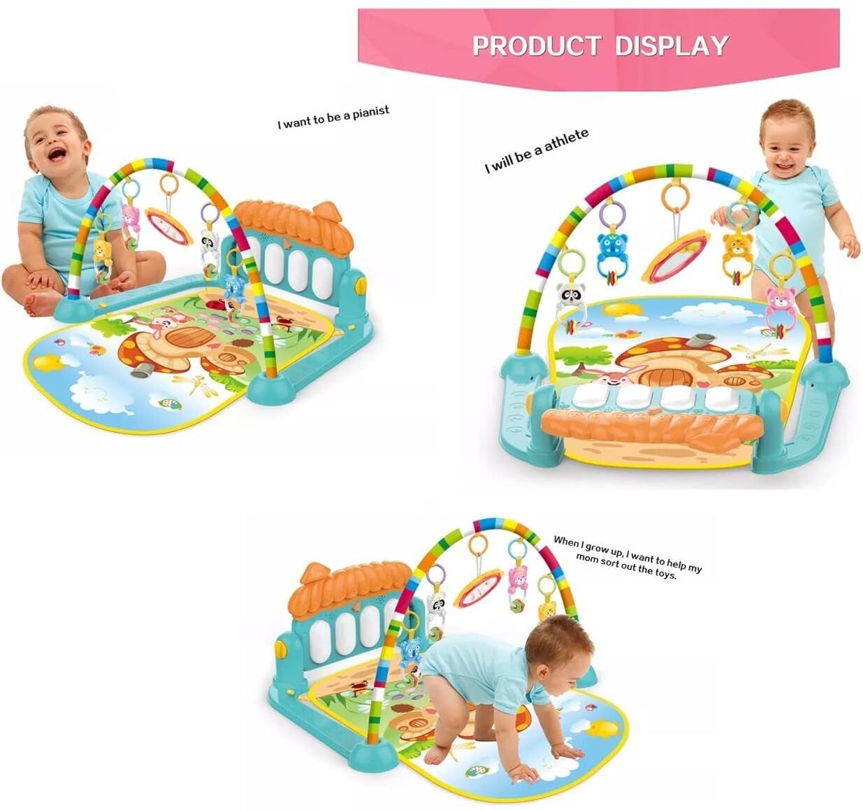 bhvmey Baby Developmental Play Gym with Piano Keyboard and Interactive Toys-picture-13