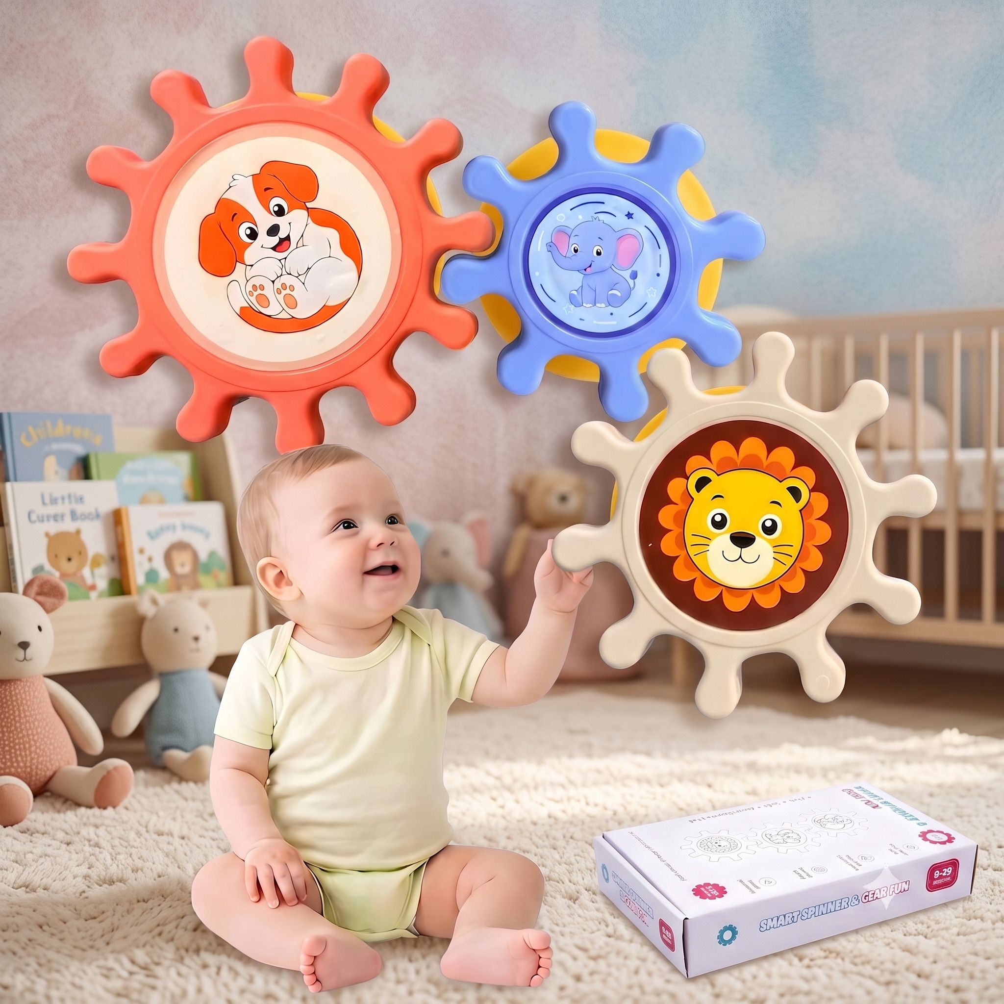 sthofy Baby Spinner Toys Set of 3 6+ Months Suction Cup Cartoon Spin Toys Rattle-picture-13
