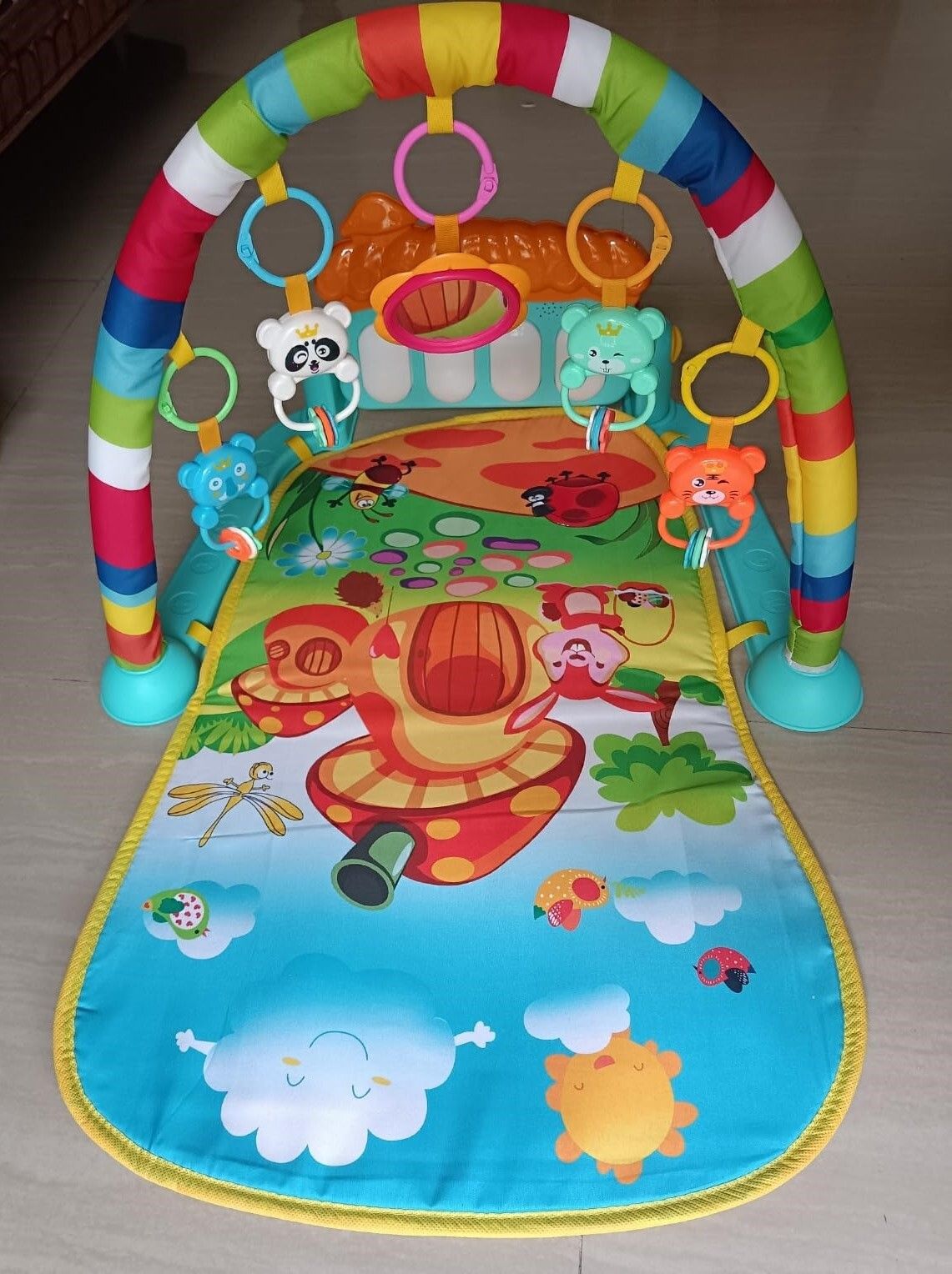 Colorful Baby Play Mat with Music Piano and Baby Safe Hanging Toys-image-34