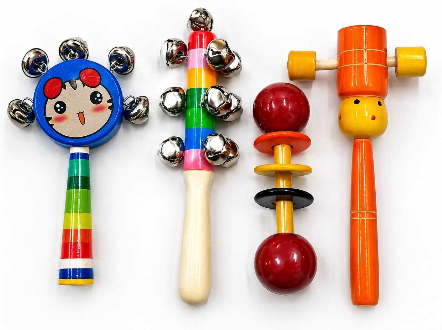 gugan toys Wooden Baby Musical Rattle & Hammer Toy Set (Pack of 4) Rattle-picture-45