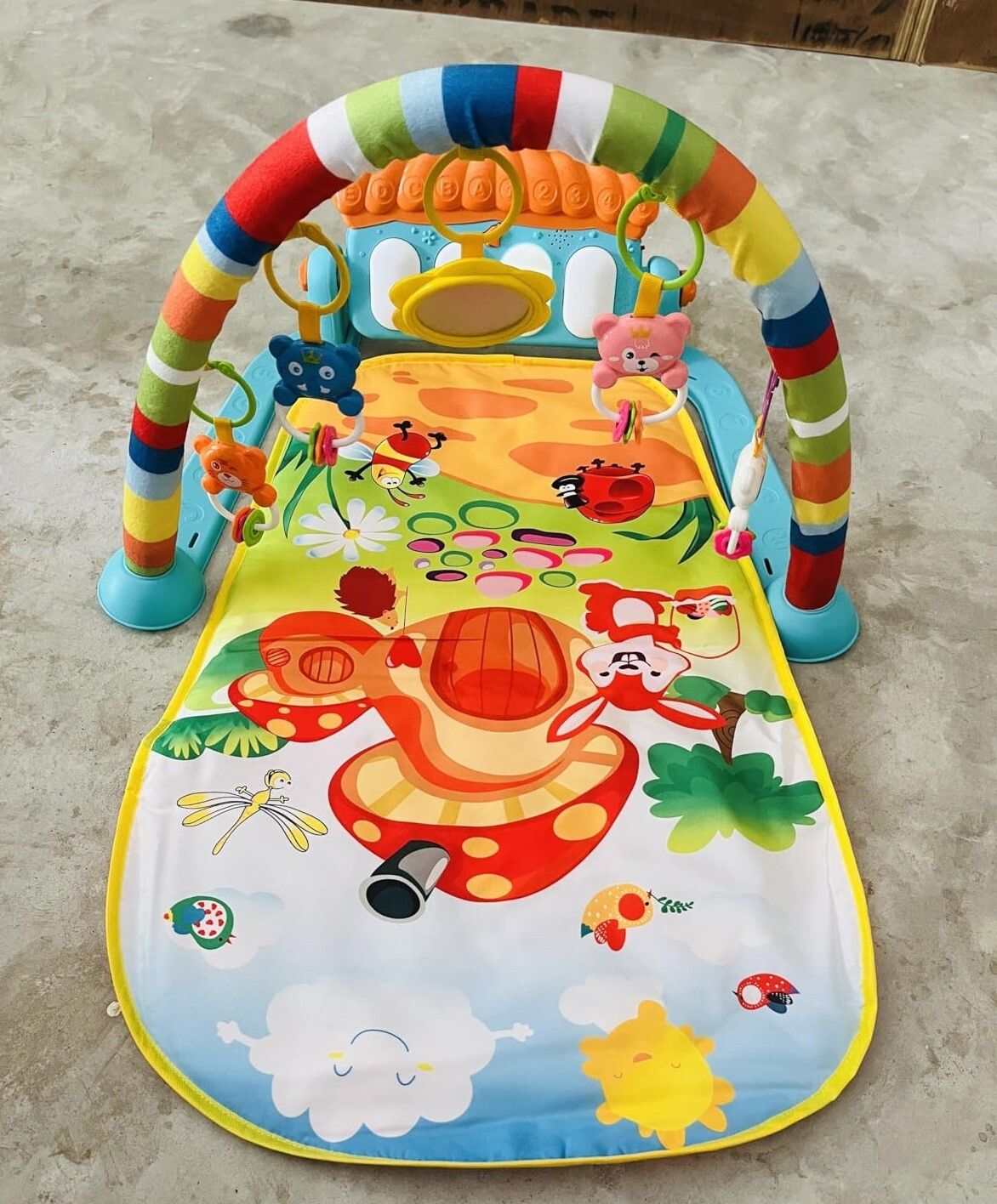 ruffo Infant-Friendly Music Mat with Rattles, Hanging Rings, and Piano-picture-8