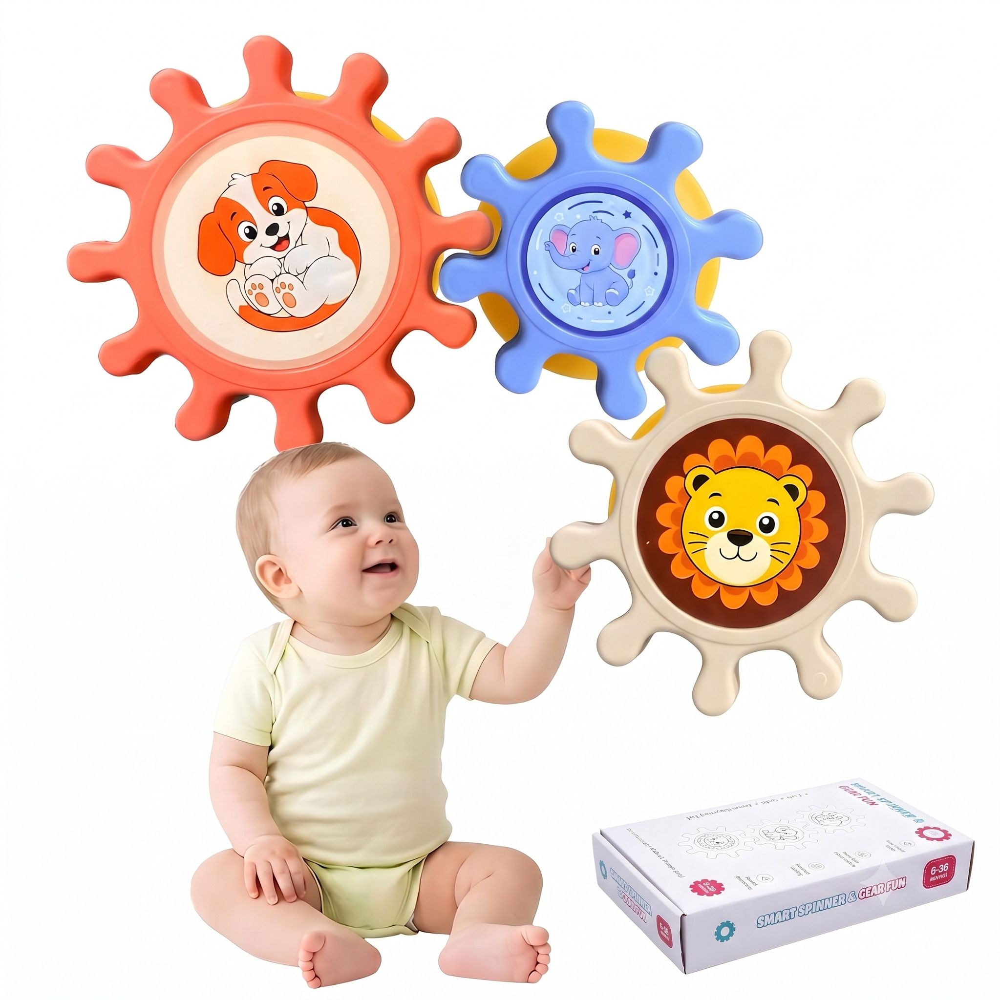 sthofy 3 Pcs Baby Spinner Toys Set 6+ Months Suction Cup Cartoon Play Toys Rattle-picture-40