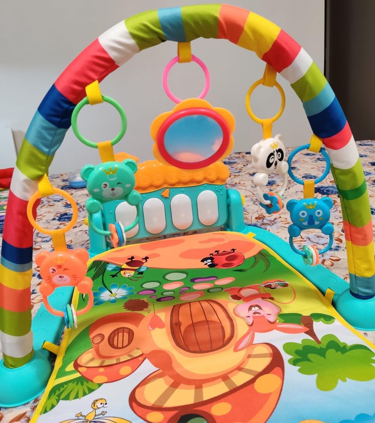 Soft Cotton Baby Gym Mat with Musical Piano & Plush Toys-image-37